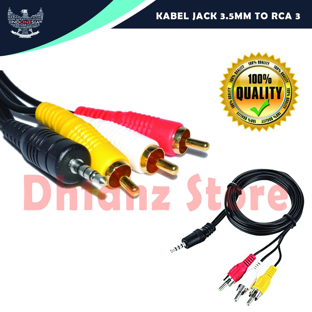 KABEL AV 3.5MM TO RCA 3 UNTUK TV TABUNG