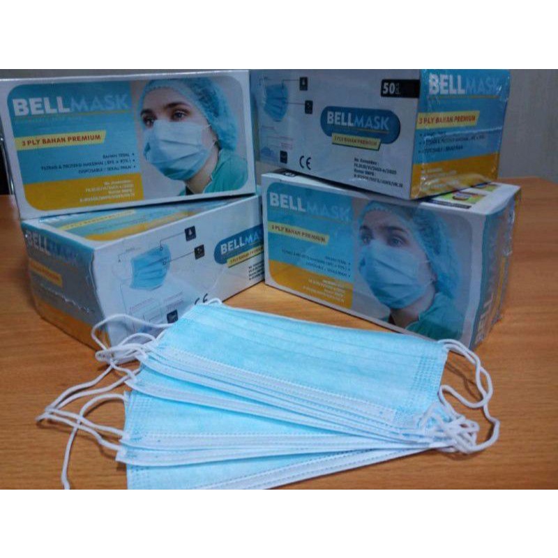 masker biru bellmask isi 50pcs