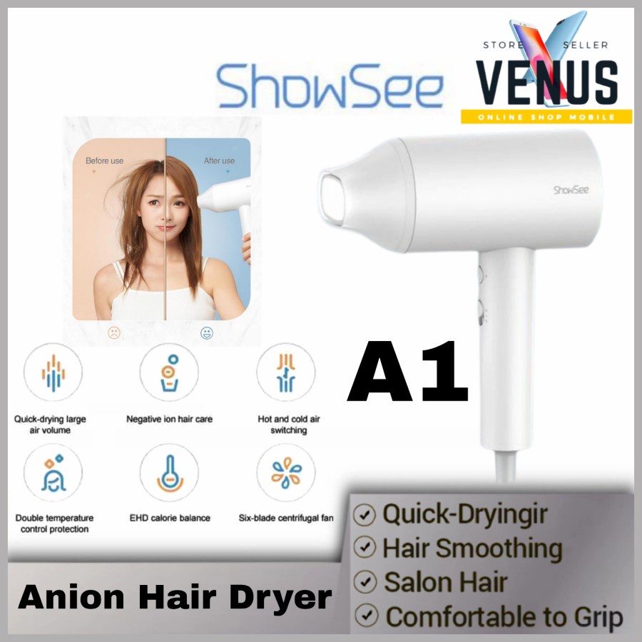 ShowSee Anion Hair Dryer A1 Quick Dry Negative Ion Hair Care 1800W