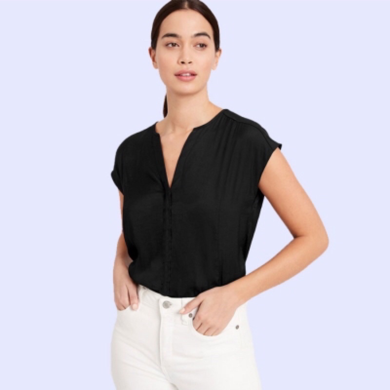 [2 COLOURS] BANANA REPUBLIC DOLMAN HIDDENBUTTON - Blouse Wanita Lengan Pendek Branded