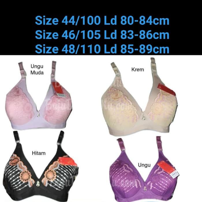 Bra BH Jumbo Big Size 44 - 48 Bordir Bunga Tanpa Kawat BH J01 dA