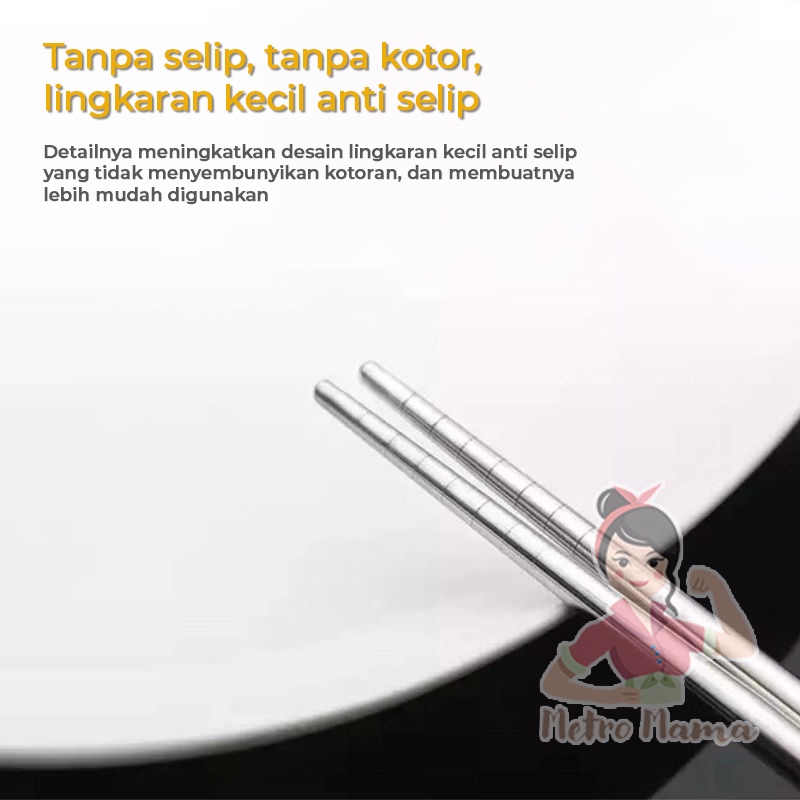 Alat Makan Set Sendok Garpu Sumpit Stainless Anak &amp; Dewasa Model Korea