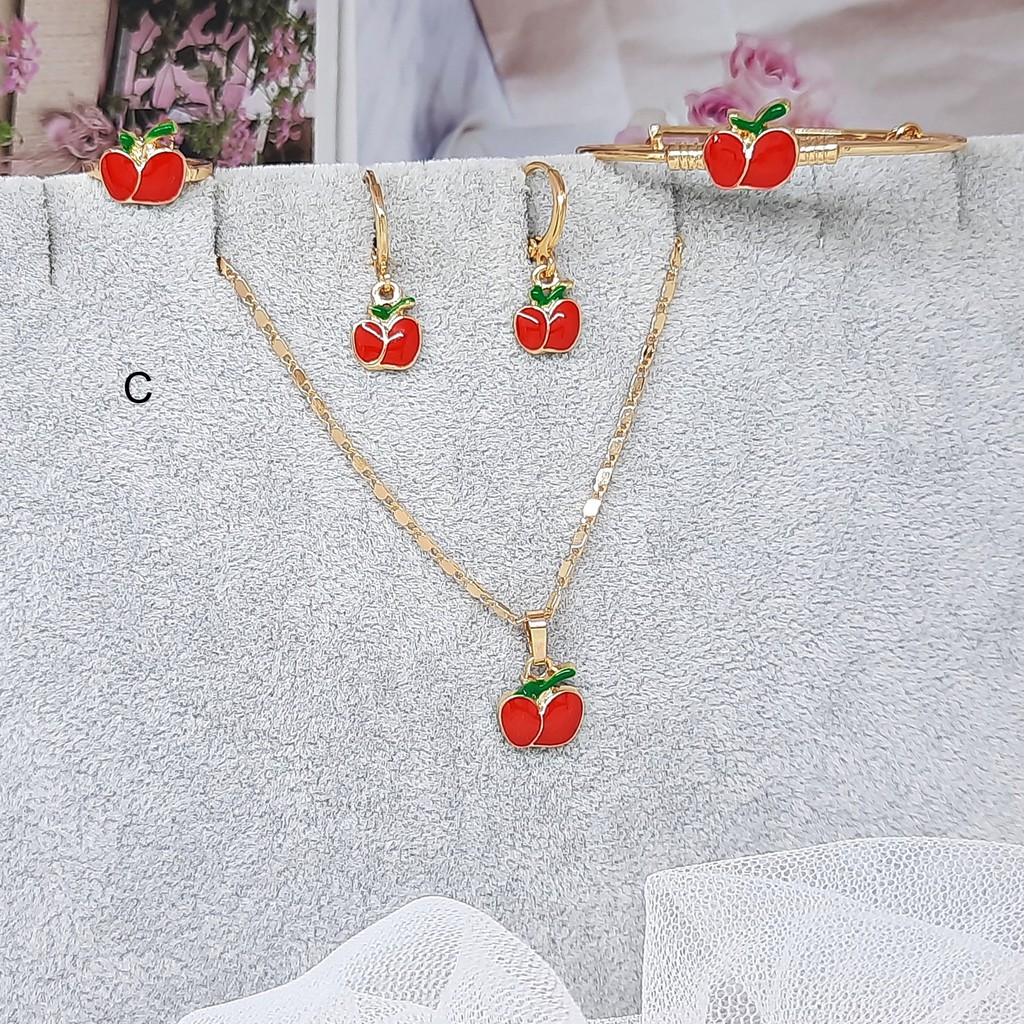 Xuping Anak Set Kalung Anting Cincin Strawberry - BS006