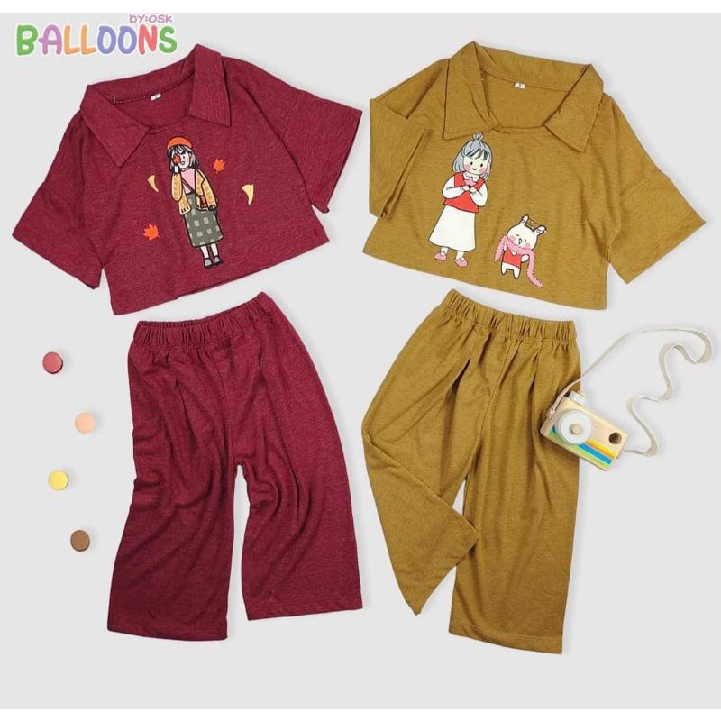 REALPICT ONESET HAZEL CROPT TOP SETELAN ATASAN BAJU&CELANA  ANAK BALITA USIA 1-10 THN BAHAN KAOS CVC