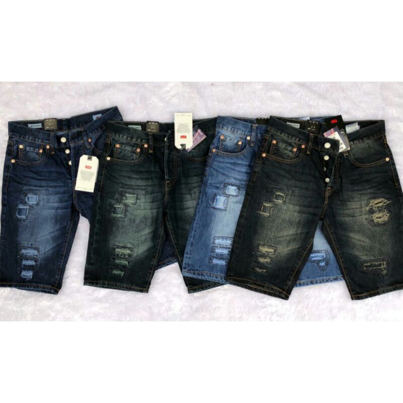 Celana Jeans Pendek Sobek Pria / Celana Pendek Ripped Pria / Celana Pendek Import / Celana Pendek