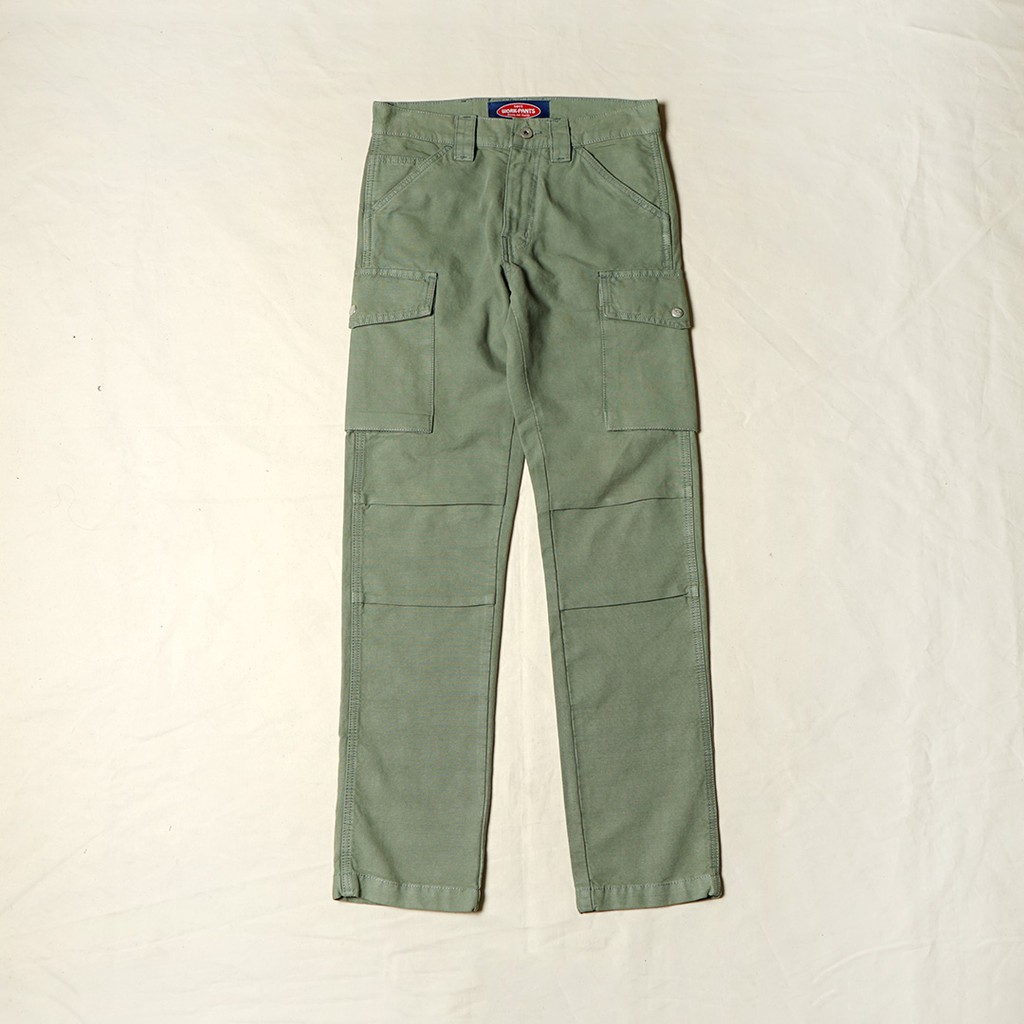 Jimmy and Martin - Slub Cargo Pants Olive Grey - P065-2