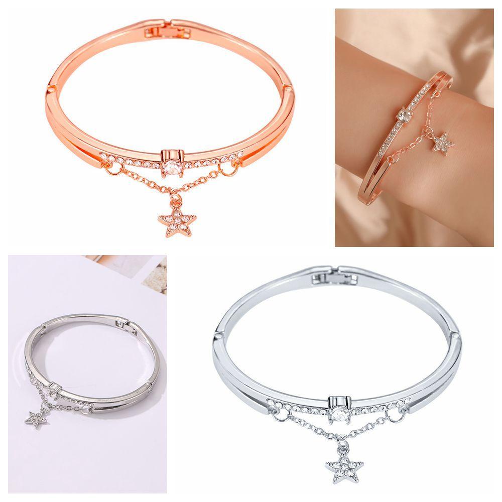 Gelang Bintang Nanas Perhiasan Mewah Rose Gold Cuff Bangles