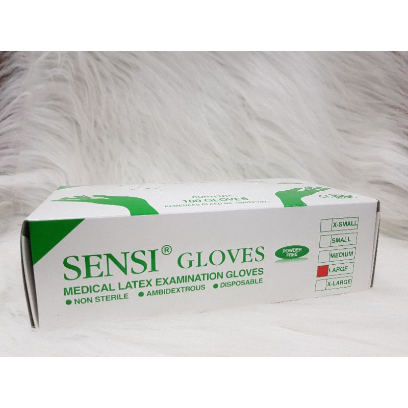 SARUNG TANGAN SENSI GLOVES LATEX POWDER FREE ISI 100 PCS