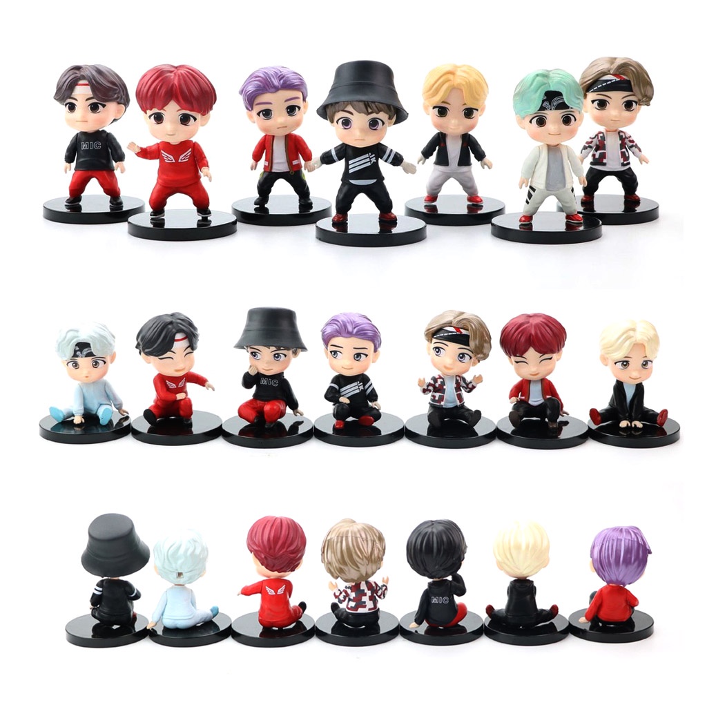 Action figure bts official mic drop  berdiri duduk icon kpop miniatur bangtan tinytan army mobil