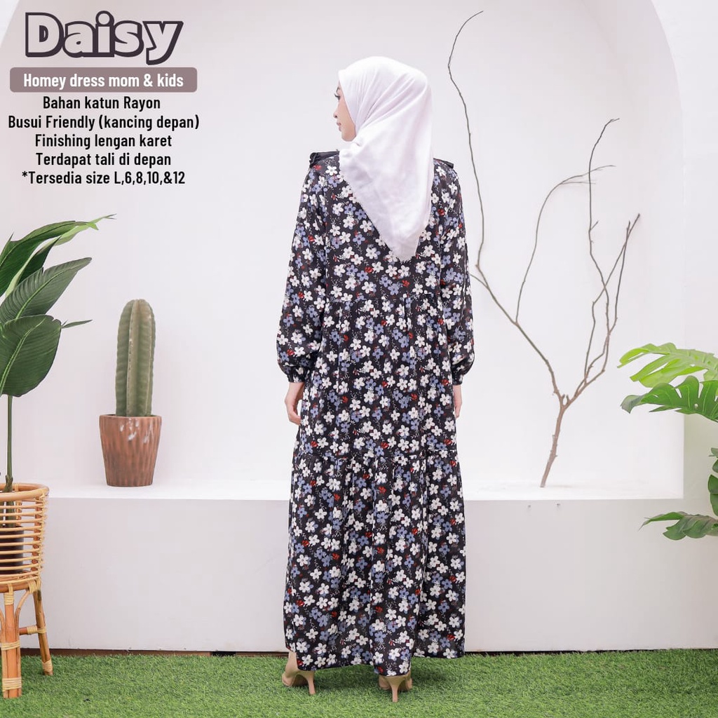 New_Gamis Dewasa Jumbo/Homey Dress Daisy Couple mom &amp; kids_Bahan Katun Rayon Premium-Motif Bunga-Nyaman Dipakai