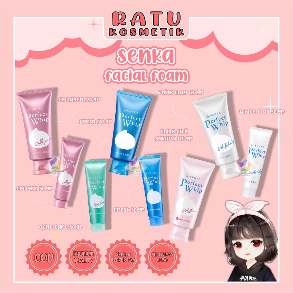 ❤ RATU ❤ Senka Facial Foam Perfect Whip | White Clay | Whip Fresh | Whip White | Facial Wash | Sabun Cuci Muka