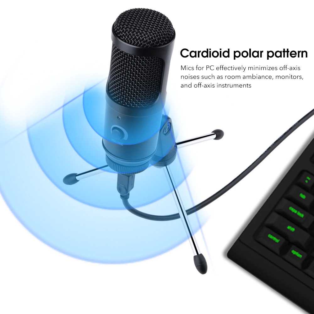 MIC-017 Microphone Condenser Mic USB Mikrofon Plus Tripod Mini Studio Vocal Recording Laptop PC MacBook Mac OS / USB Mikrofon Studio