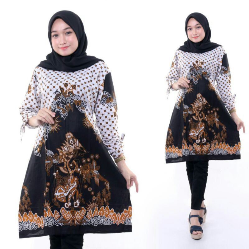 BATIK COUPLE KELUARGA sania ruffle batik ori motit Wayang / Sarimbit batik-Tunik