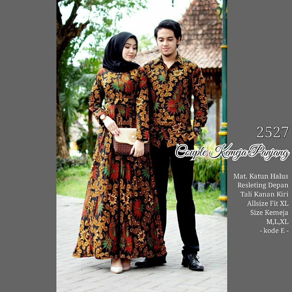 CP007 baju couple KEMEJA  GAMIS batik grosir seragam pasangan keluarga