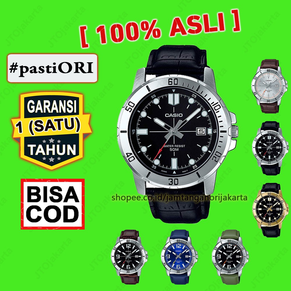 JAM TANGAN CASIO KULIT ANALOG ARLOJI ORI PRIA COWOK