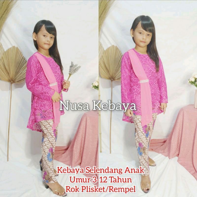 setelan kebaya aurora anak/set aurora selendang anak/kebaya wanita/pakaian anak/baju anak/kebaya