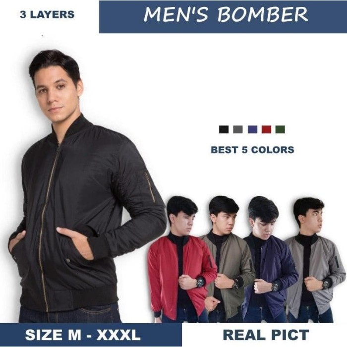 Jaket Bomber Pria Jacket Bomber Jaket Pria Murah Berkualitas - Army, L(I1D2) Jaket Pria Keren Origin
