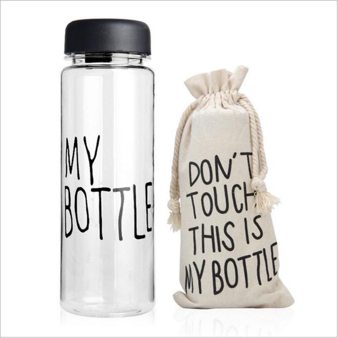 BOTOL MINUM MY BOTTLE WARNA BPA FREE BULAT 500ML ANTI PECAH + SARUNG PUTIH