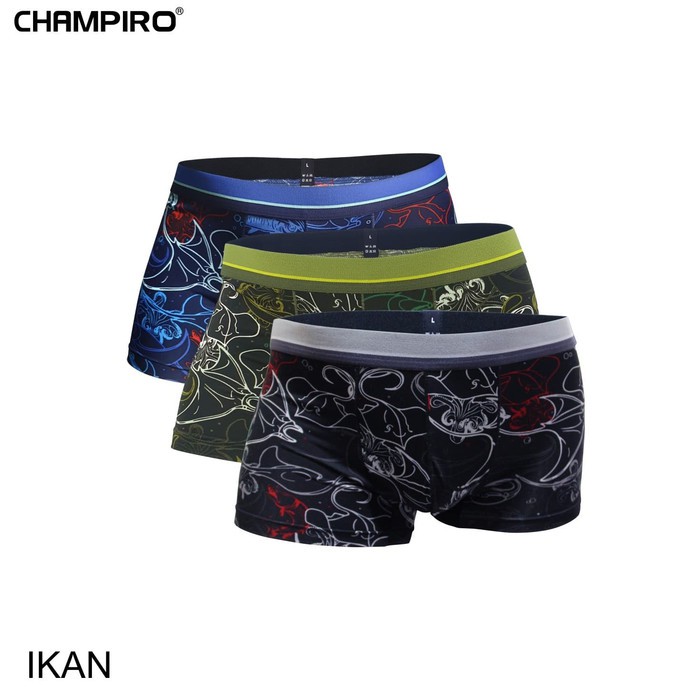 Celana Dalam Pria Isi 3 Pcs Champiro XCited Boxer Fullprint C0315C - S
