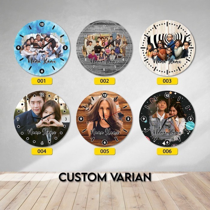 Dinding-Jam- JAM DINDING KAYU MDF CUSTOM FOTO KELUARGA ATAU SENDIRI - 001 -Jam-Dinding 750 Dekorasi-