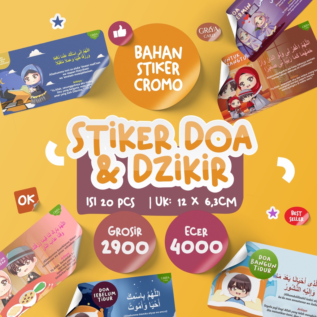 

ISI 20PCS | STIKER DOA SEHARI-HARI | SIZE 12x6,3CM | sticker dzikir dan doa | sticker doa | stiker doa muslim | edukasi anak sholeh | stikerdoa harian