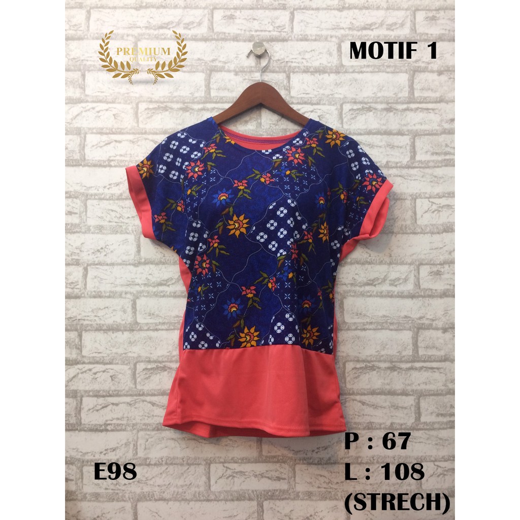 TOP PRODUCK BAJU BLOUSE WANITA KOREA IMPORT V NECK PURPLE MOTIF