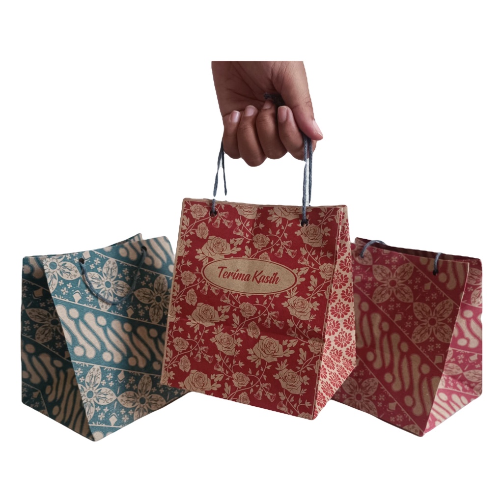 Paper Bag Motif Batik Craft Uk 14x11x16 CM Donat [ECERAN] GOODIE BAG paperbag murah / Tas Kertas kecil mini souvenir