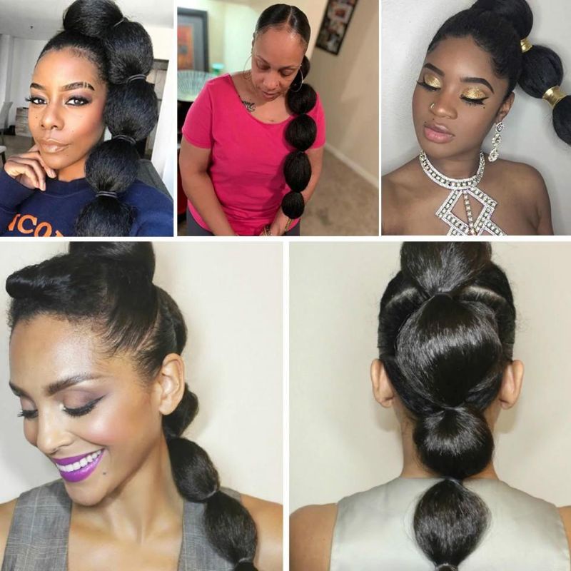 Wig bubble ponytail long