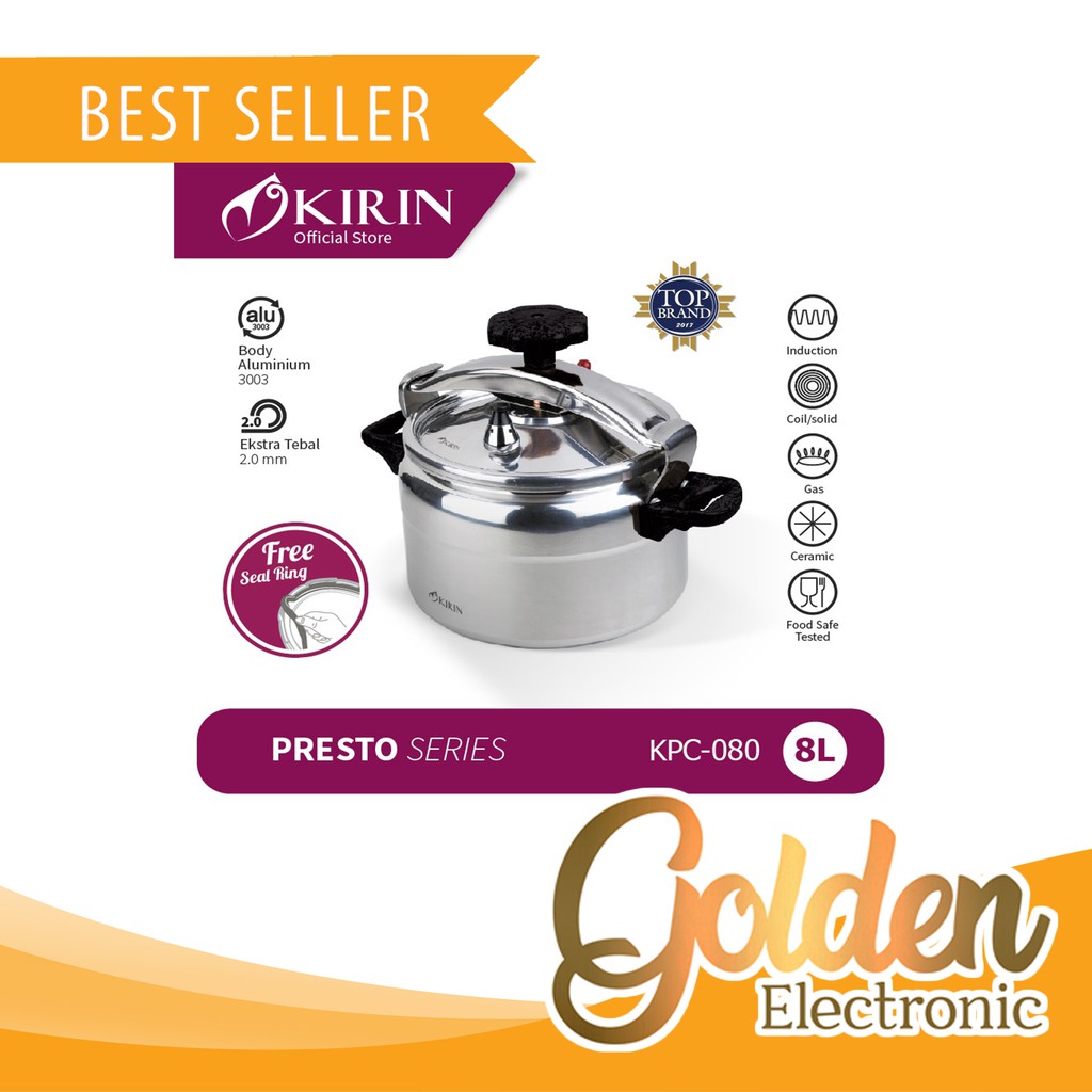 Kirin KPC-080 Panci Presto Pressure Cooker 8 Liter