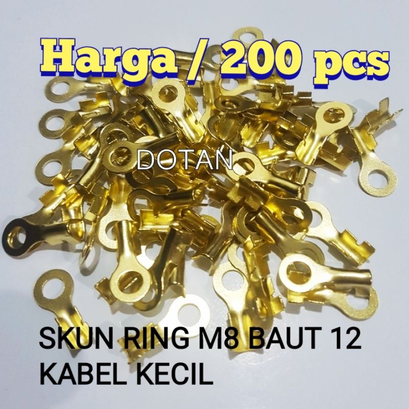 (200pcs) SKUN RING M8 BAUT 12 KABEL KECIL