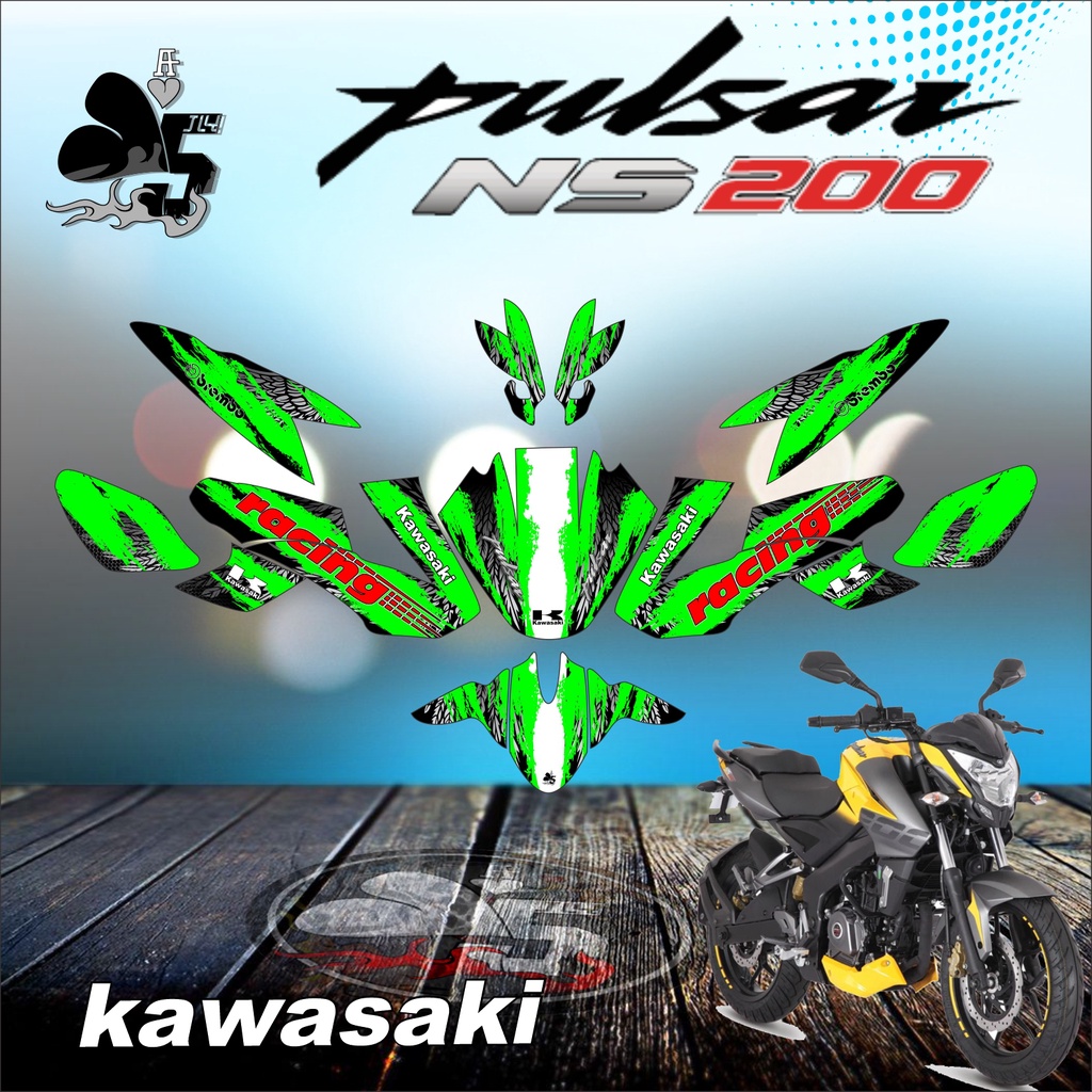 DECAL STICKER FULL BODY KAWASAKI PULSAR NS200 RACING