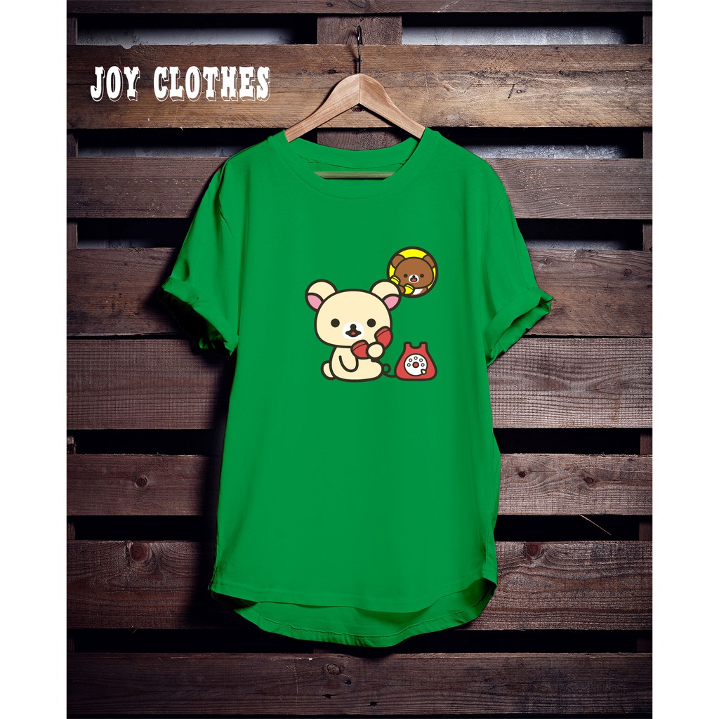 RILAKkUMA CALLING IN GREEN TSHIRT/ KAOS RILAKKUMA