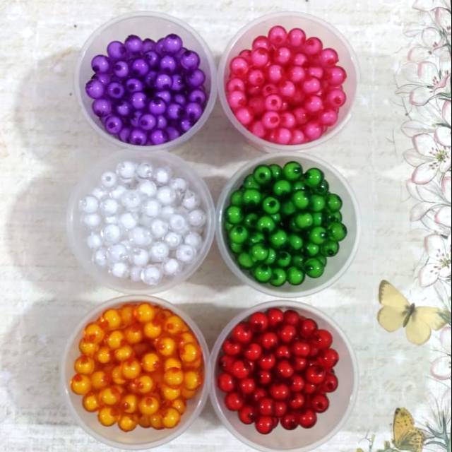 Mote Akrilik Bulat Transparan / Mote Akrilik Isi / Mutiara Isi 10 mm (20 pcs)