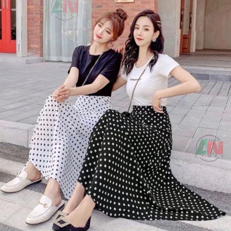 ROK POLKA SKIRT ROK POLKADOT PANJANG WANITA