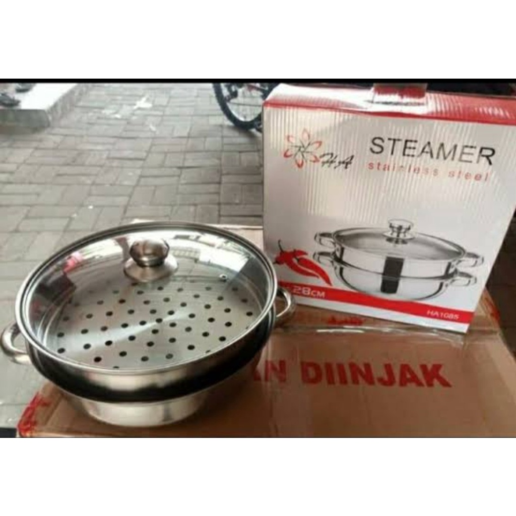Steamer Stenlis S/2 28Cm HA-1085 Multi/ Panci/pengukus tutup kaca