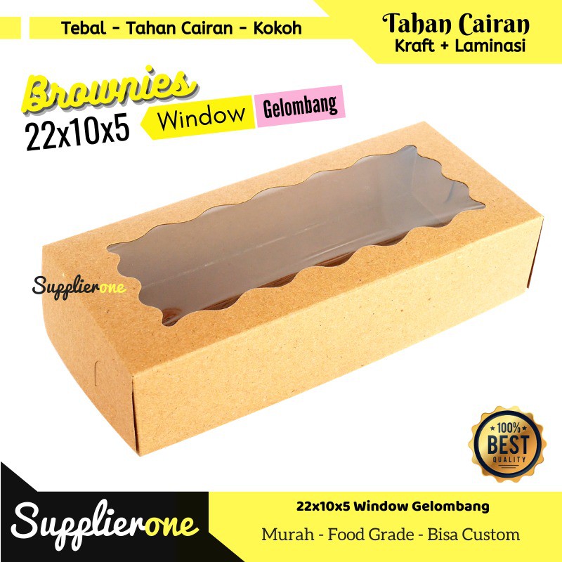 Dus Brownies Box 22x10 Dus Brownies 22x10x5 Box Brownies Jendela Kemasan Brownies Dus kue Image 2