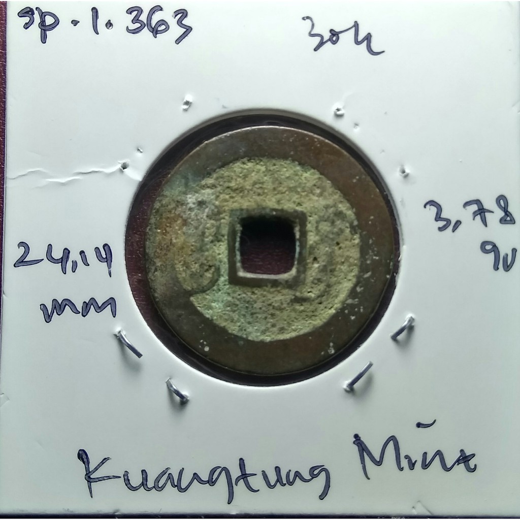 Koin Gobog Cina Dinasti QING 1644M.24.14mm.3.78gr.KUANGTUNG MINT.sp1363