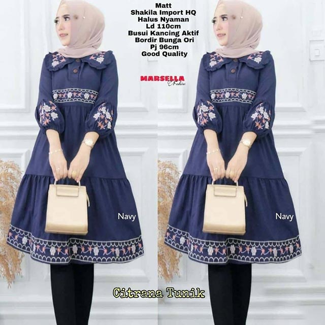 Tunik Katun Bordir Citrana Sasmira Jota Tunik Import Original Label Daily Outfit Nyaman Adem Lembut 