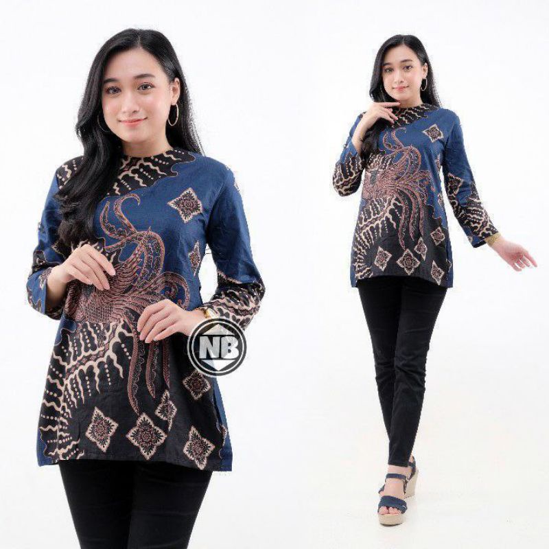 tey-17 Batik wanita ASJ SA HRB026 Kenongo Kemeja Tosca Pendek-No 13