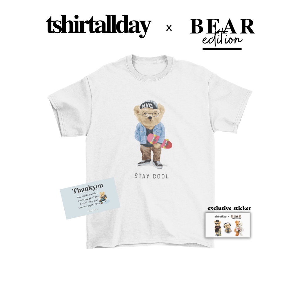 Tshitrallday Kaos Premium Unisex Pria &amp; Wanita bisa Oversize 100% Cotton Combed BEAR