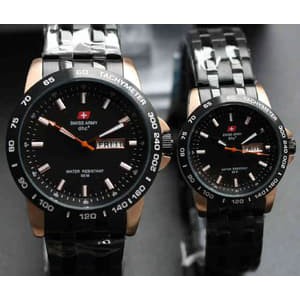 Hot Sale Jam Tangan Swiss Army SA2117 black Gold Couple Original Milenial