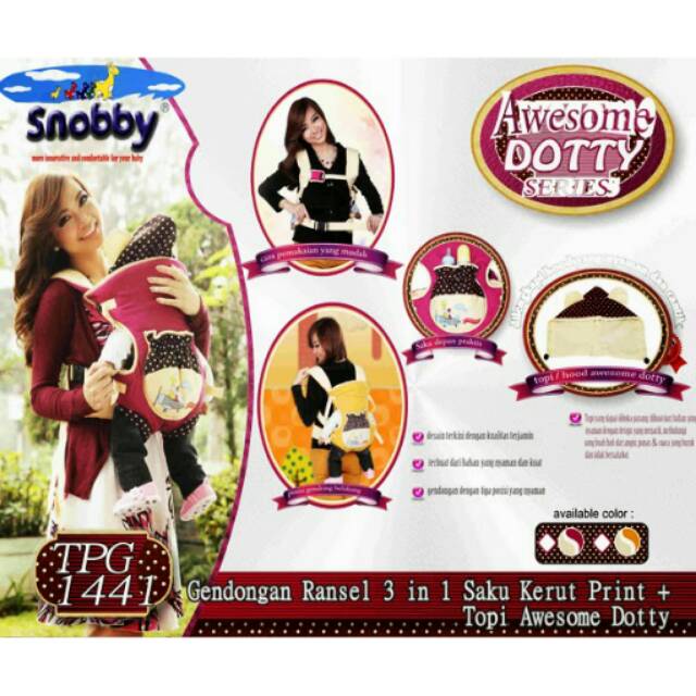 Gendongan Bayi Ransel Snobby Awesome Dotty TPG 1441