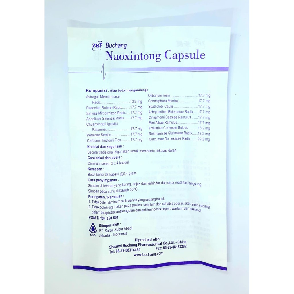 BUCHANG NAOXINTONG CAPSULE (Kemasan Botol) - Obat Pemulihan Stroke