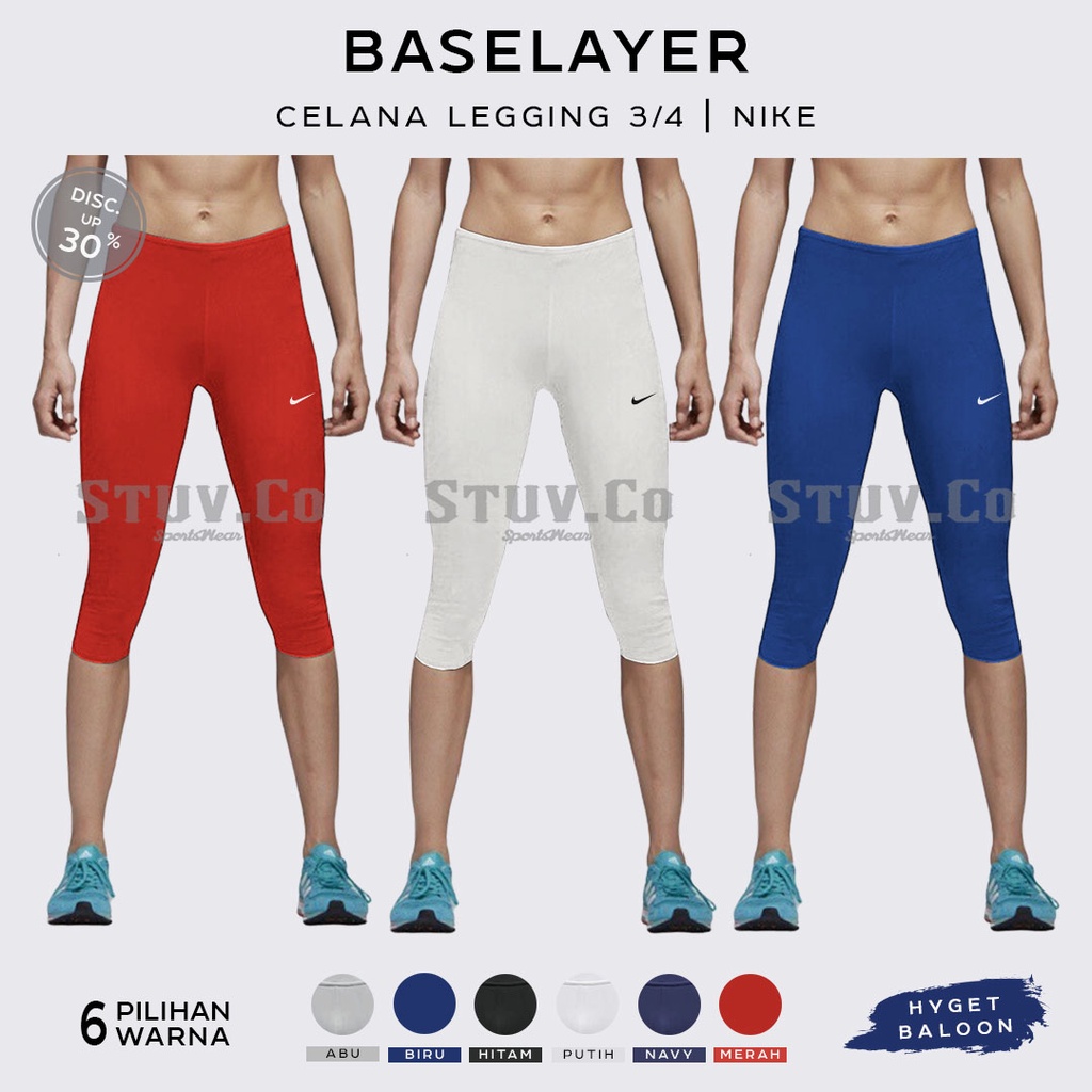 CELANA BASELAYER LEGGING PENDEK DALEMAN RENANG DIVING BADMINTON WANITA PRIA FUTSAL OLAHRAGA