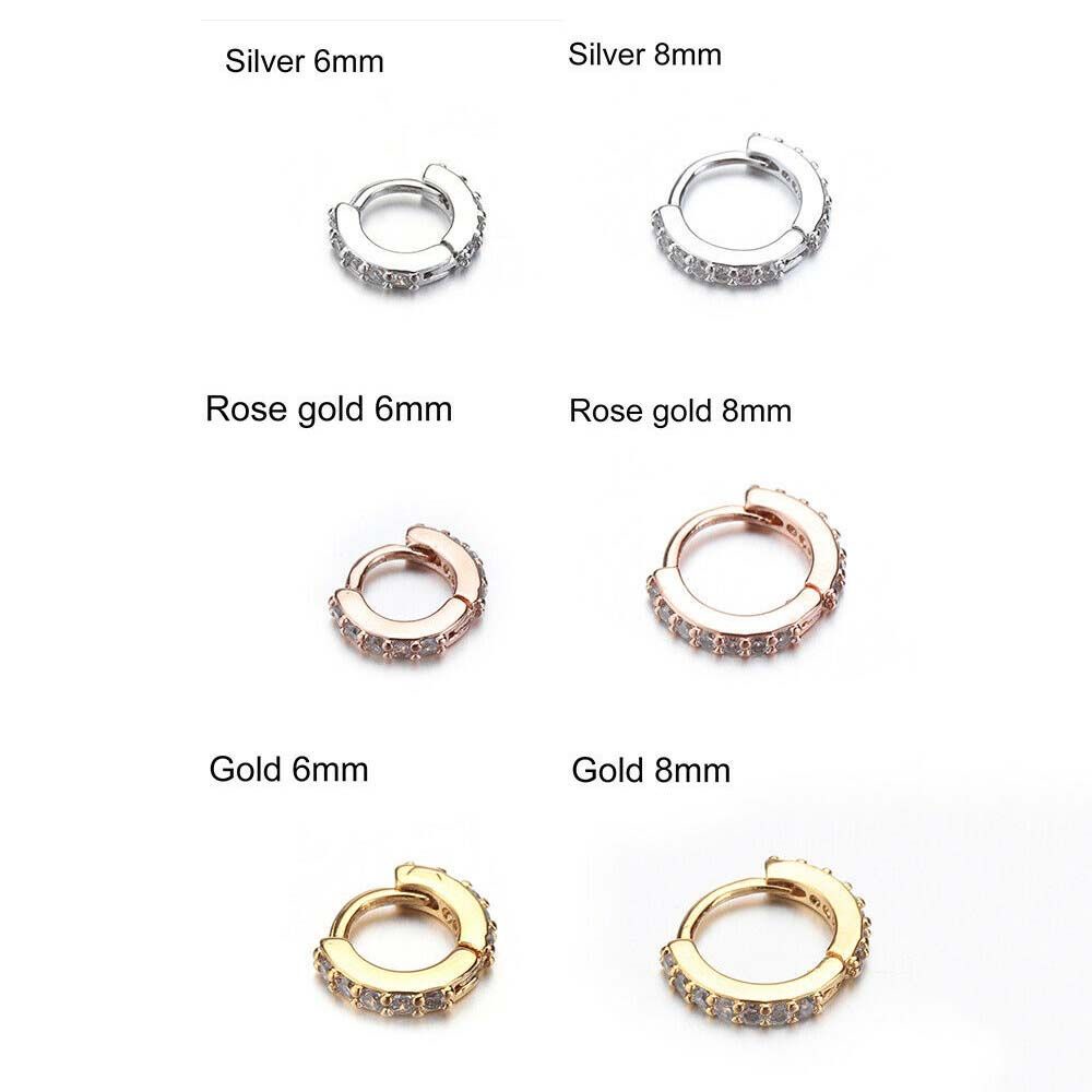 Needway  Fashion Hoop Earrings Clicker Piercing Jewelry Ear Ring 6/8mm Accessories Punk Septum Rose Gold/Silver Color Daith Nose Ring/Multicolor