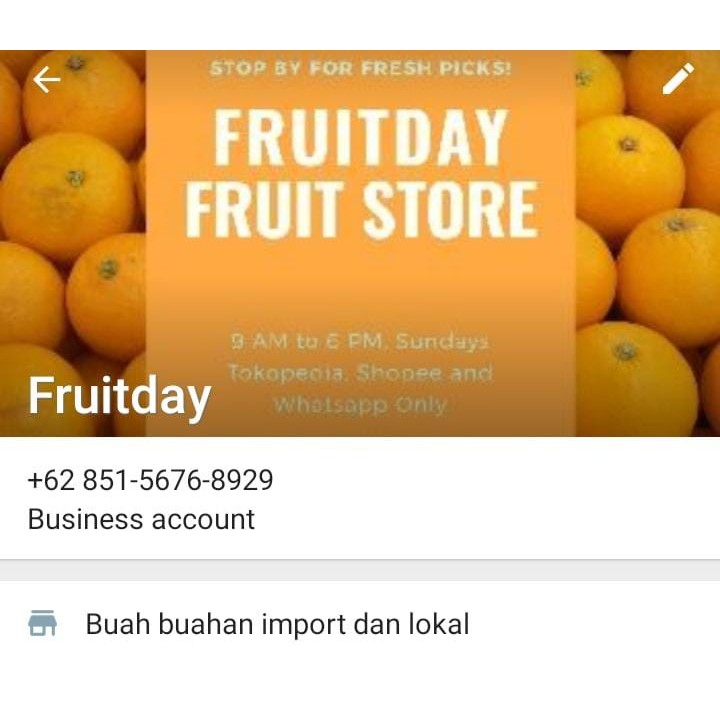 

UPDATE STOCK PER HARI BUAH2 FRUITDAY