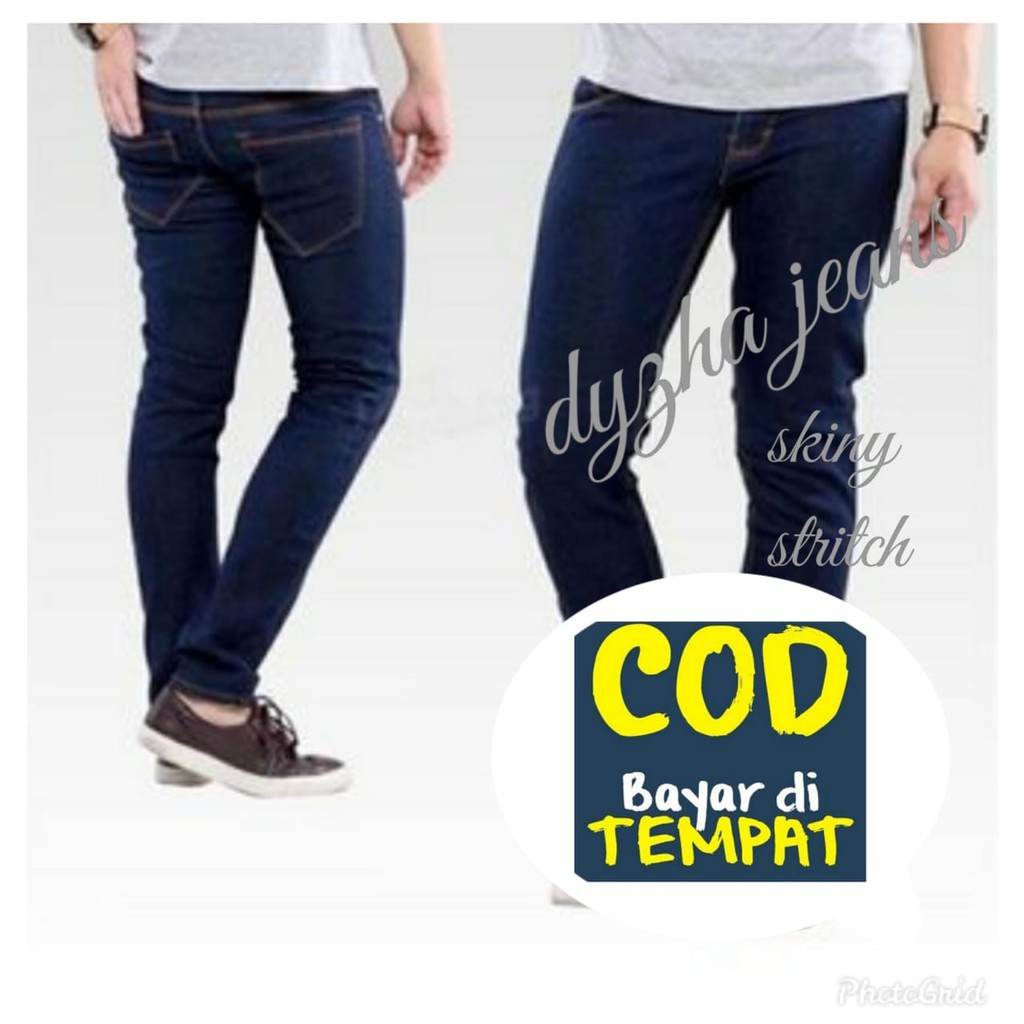 Celana jeans pria skinny biru blitz/jeans pria pensil panjang murah