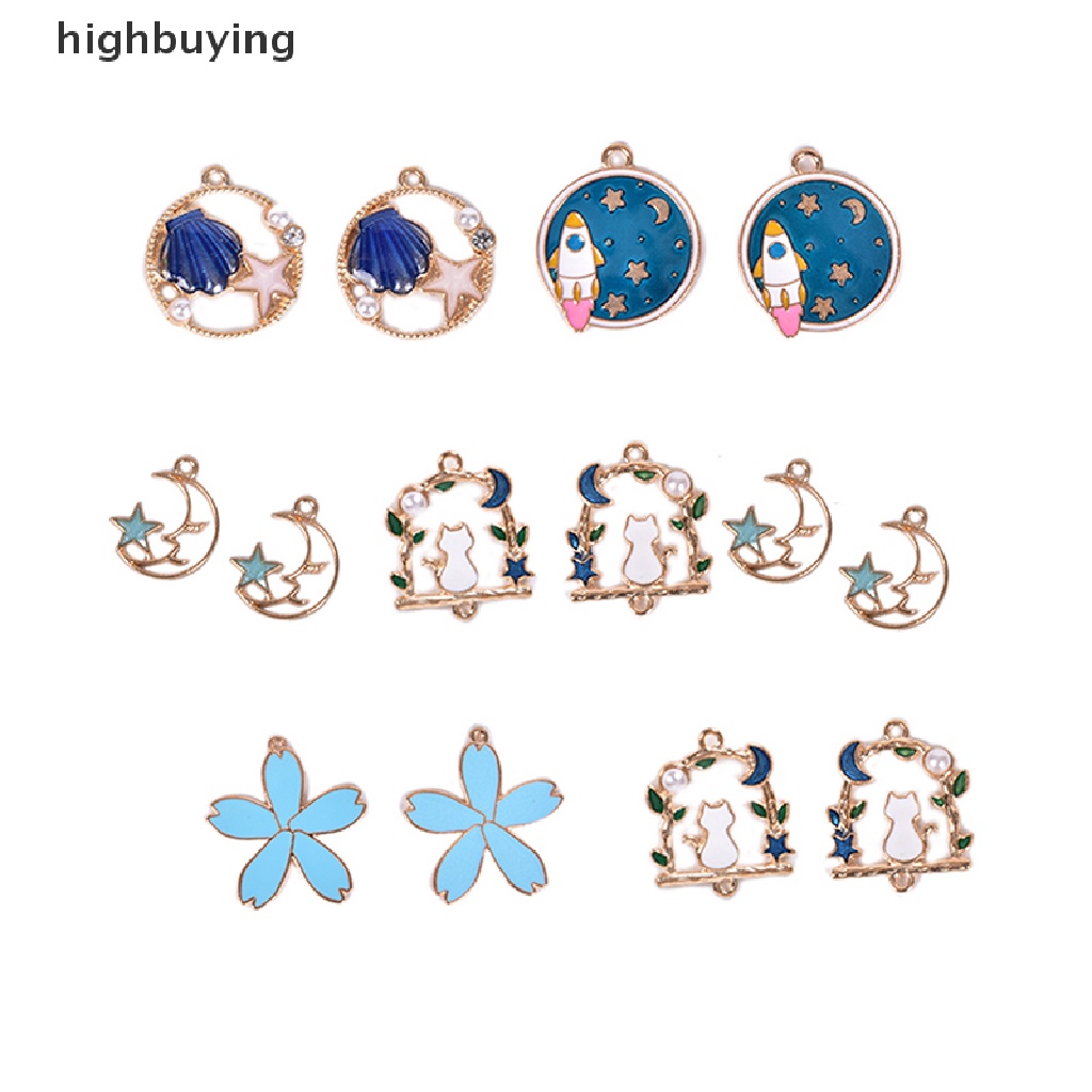 Hbid 14pcs / lot Liontin Bahan Metal Enamel Untuk Membuat Perhiasan Charms