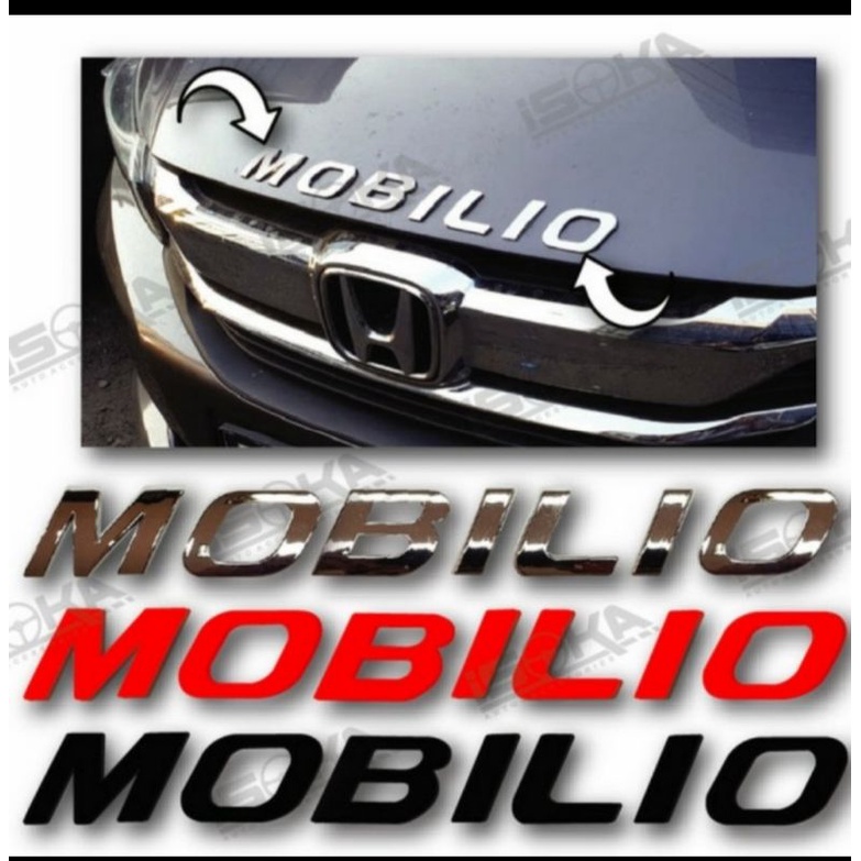 emblem kap mesin mobilio hitam merah chrome