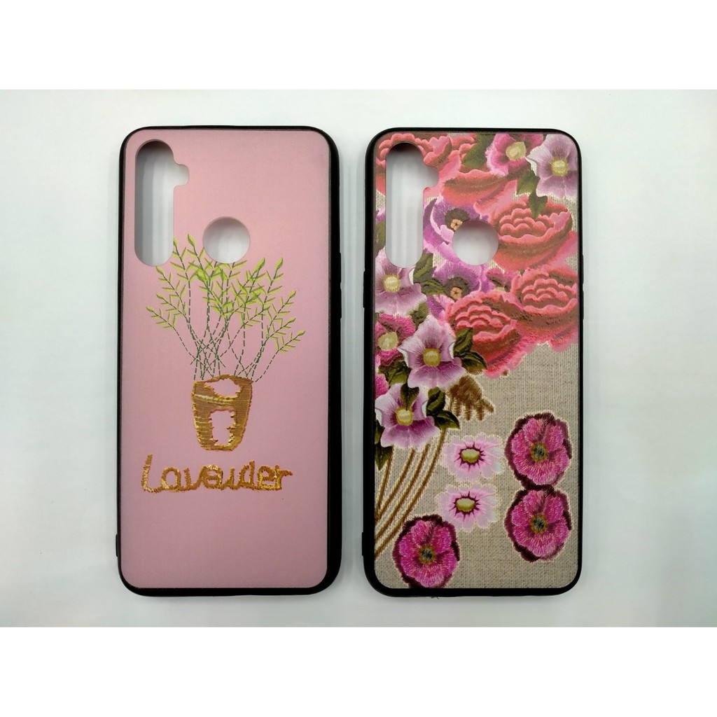 Case Bordir Flower Realme  5 5I C3 7i C17 Motif Timbul 3D Bunga